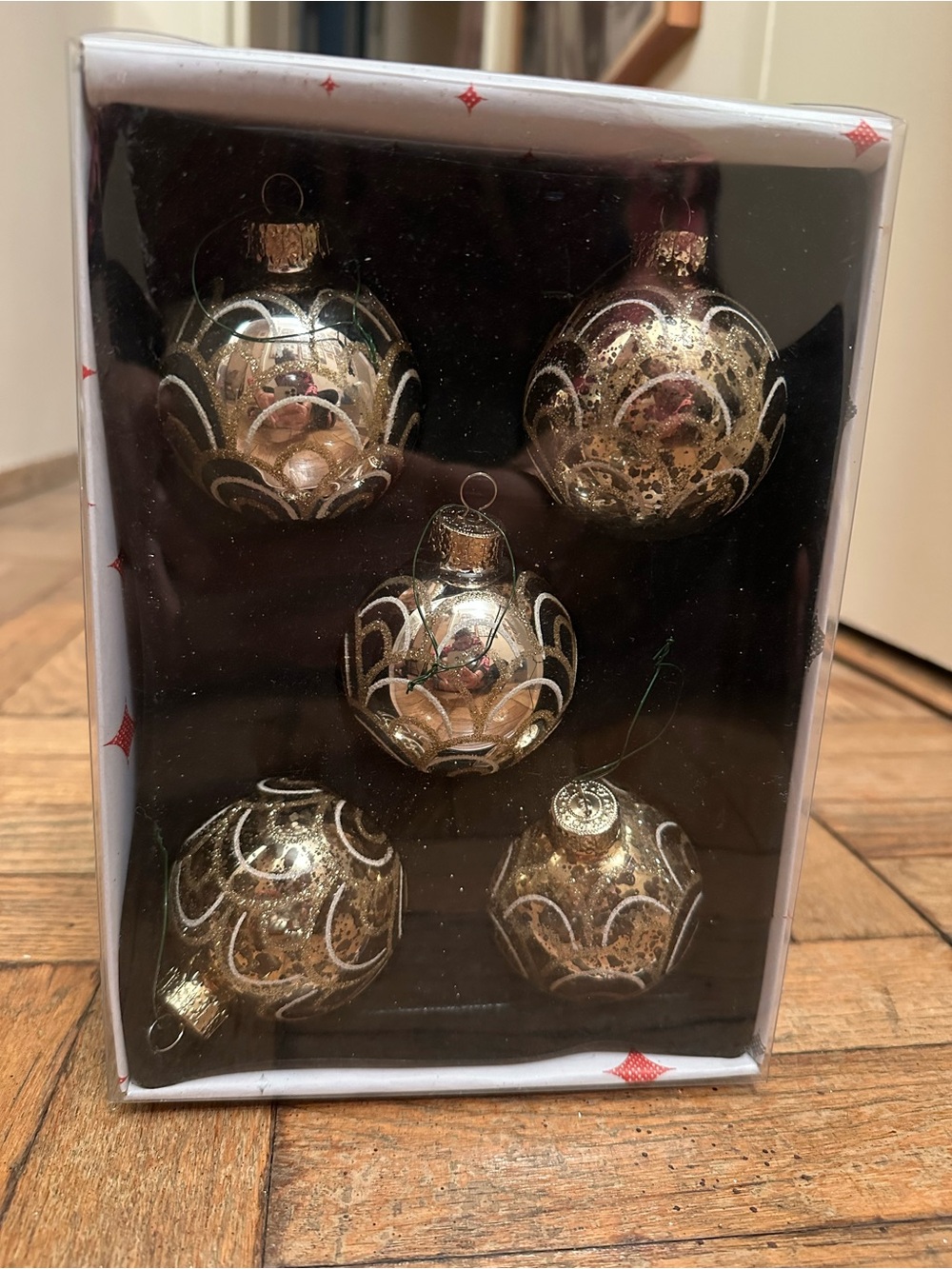 Holiday Glass Ornaments - Gold Decorative Set
